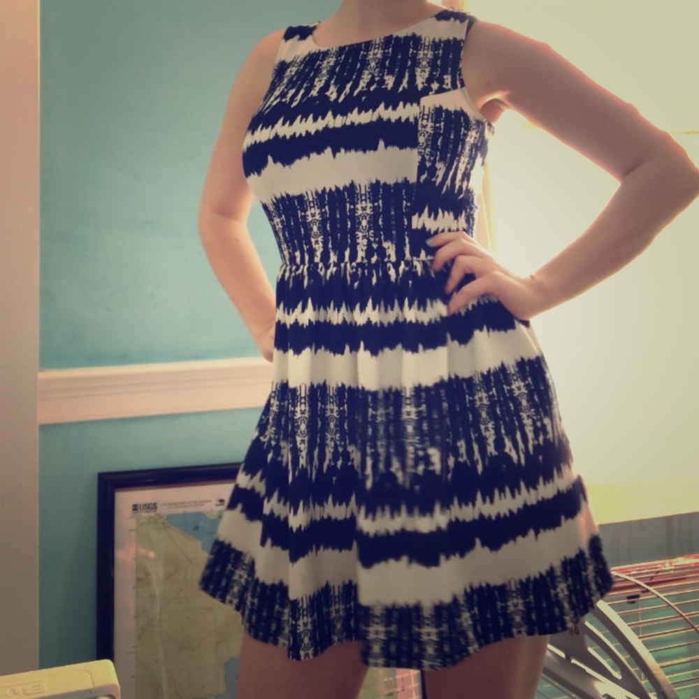 Navy and White Striped Dress
